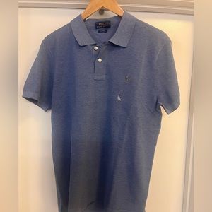 Ralph Lauren Polo Shirt Adult L Blue Heather Pima Soft Touch Short Sleeve Mens